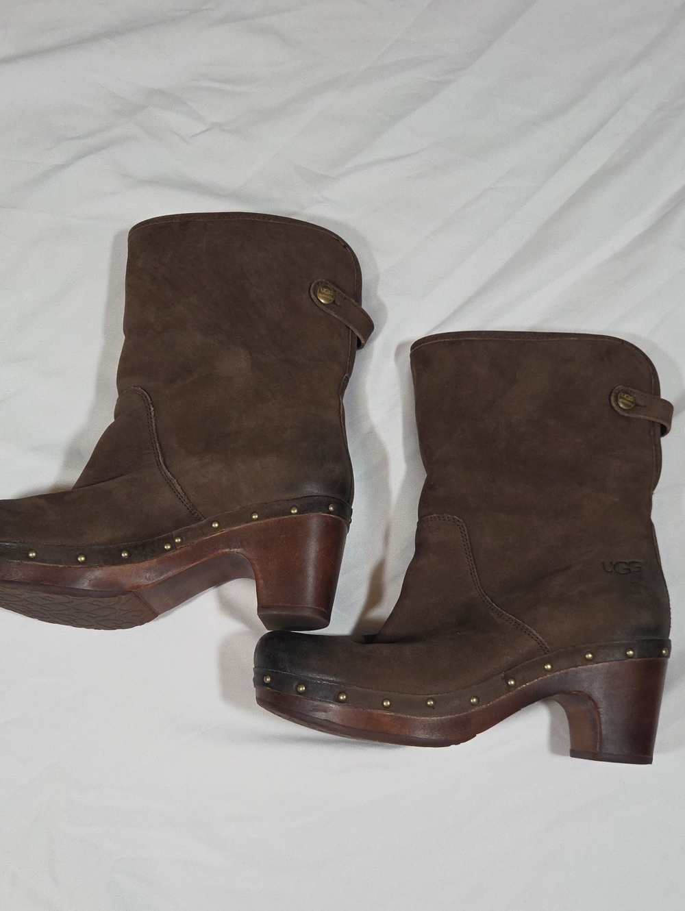 UGG Australia Lynnea Boots Womens Size 7 Brown Leather Sheepskin 3207 VERY CLEAN